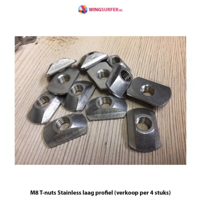 M8 T-nuts Stainless laag profiel set