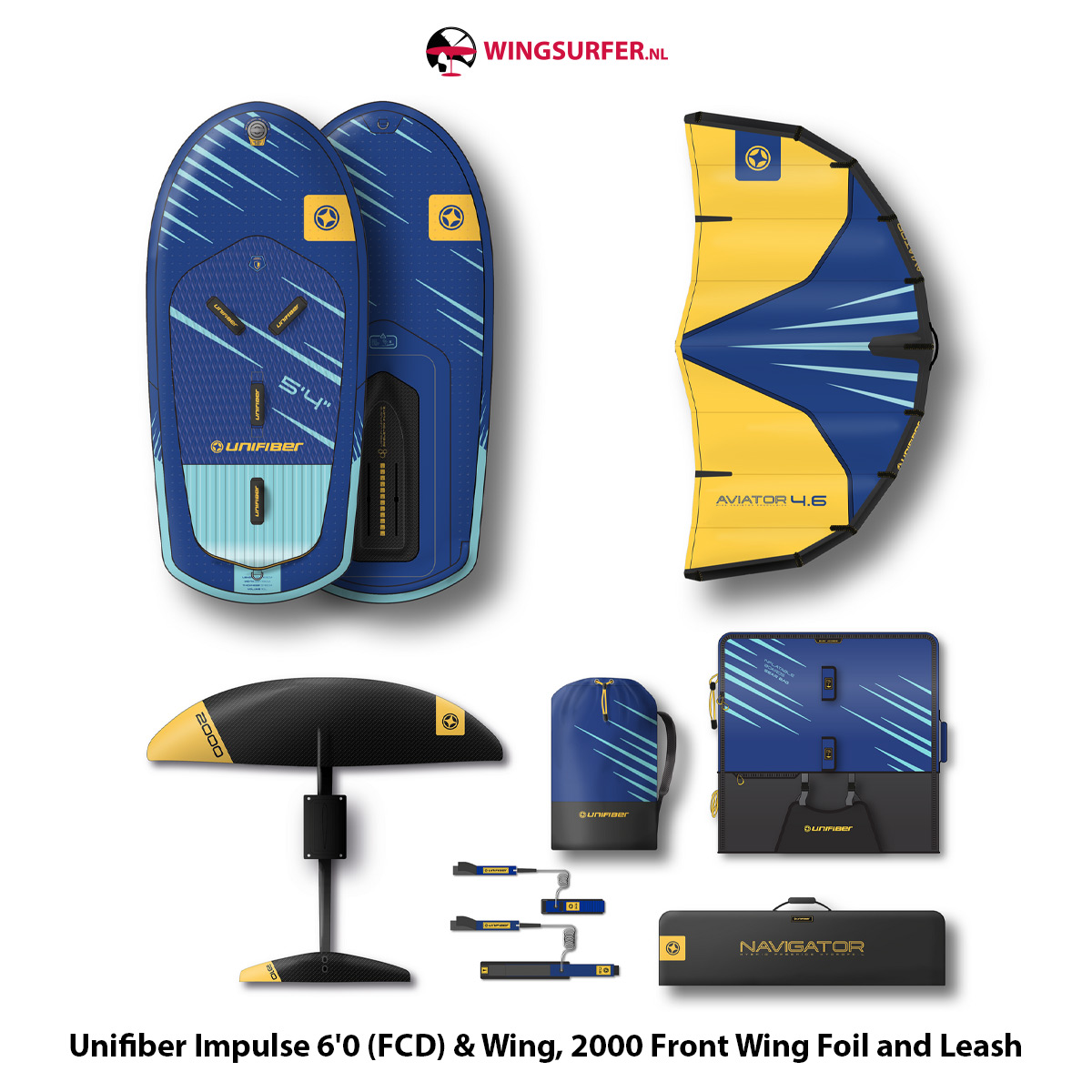 Unifiber Impulse 6'0 (FCD) & Wing, 2000 Front Wing Foil and Leash